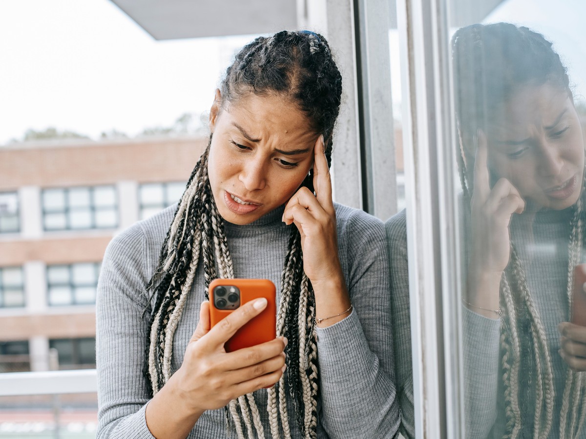 Business owner realizing she missed an important call