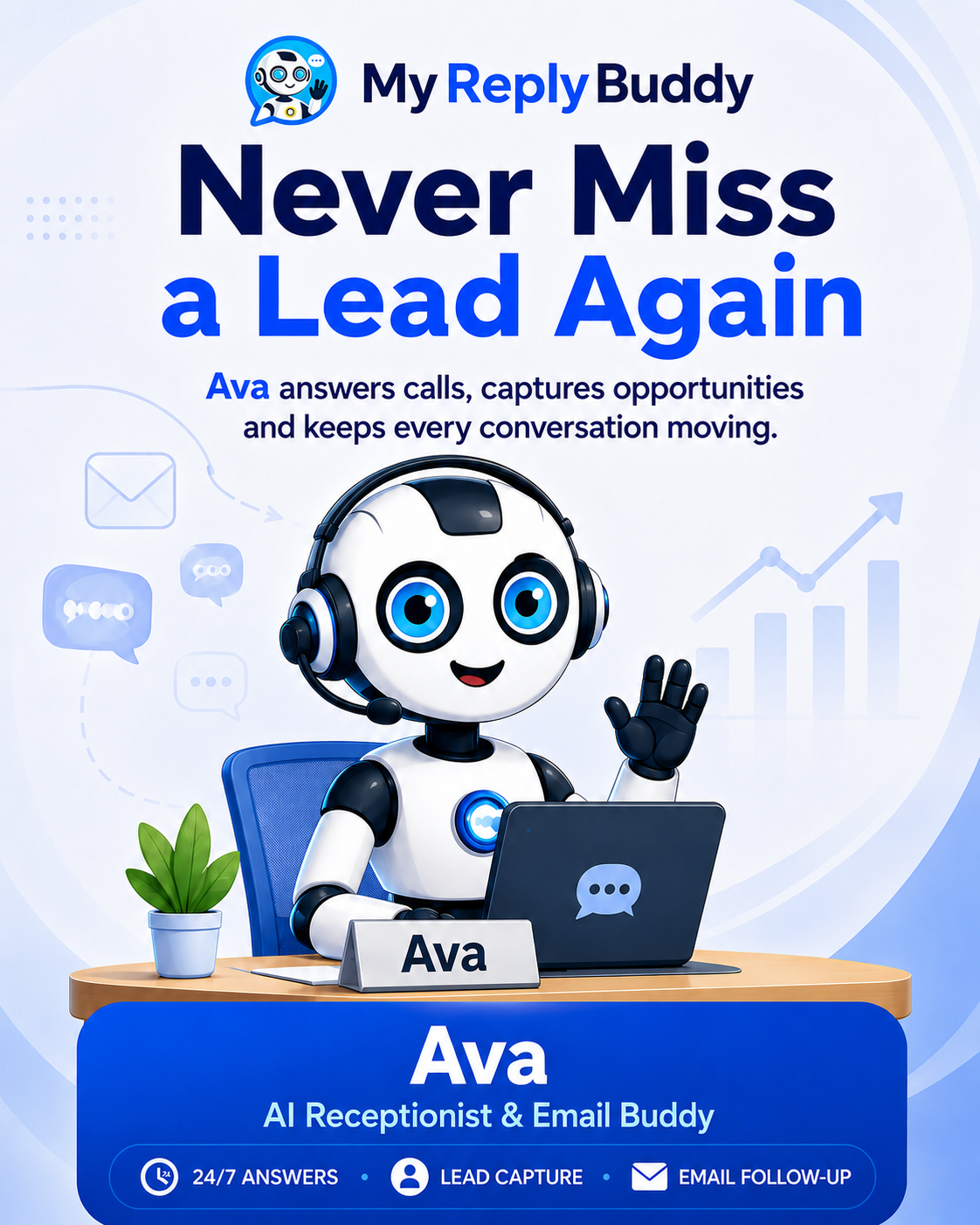 Ava, MyReplyBuddy AI Receptionist & Email Buddy